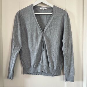 Uniqlo Button Down Cardigan 100% Cotton Gray Medium